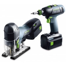 Монтажен пакет от акумулаторен винтовърт и прободен махален трион Festool Li 18 T 18+3/PSC 420 Li 5,2-Set